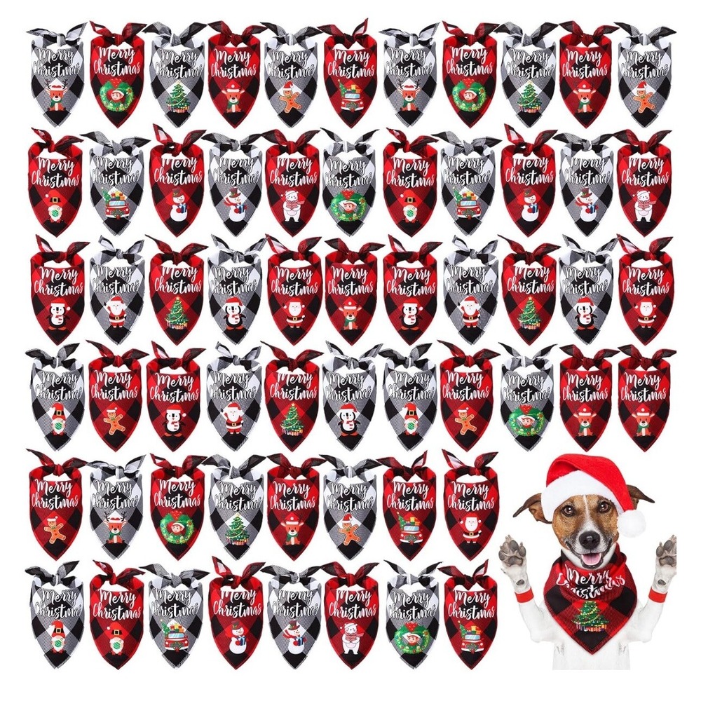 60‎ Pcs Xmas Dog Bandanas